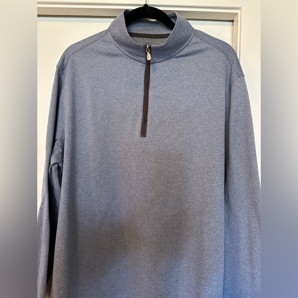 Johnnie-O “Top Shelf” Heather Blue Lightweight L/S Quarter-Zip Pullover Size L